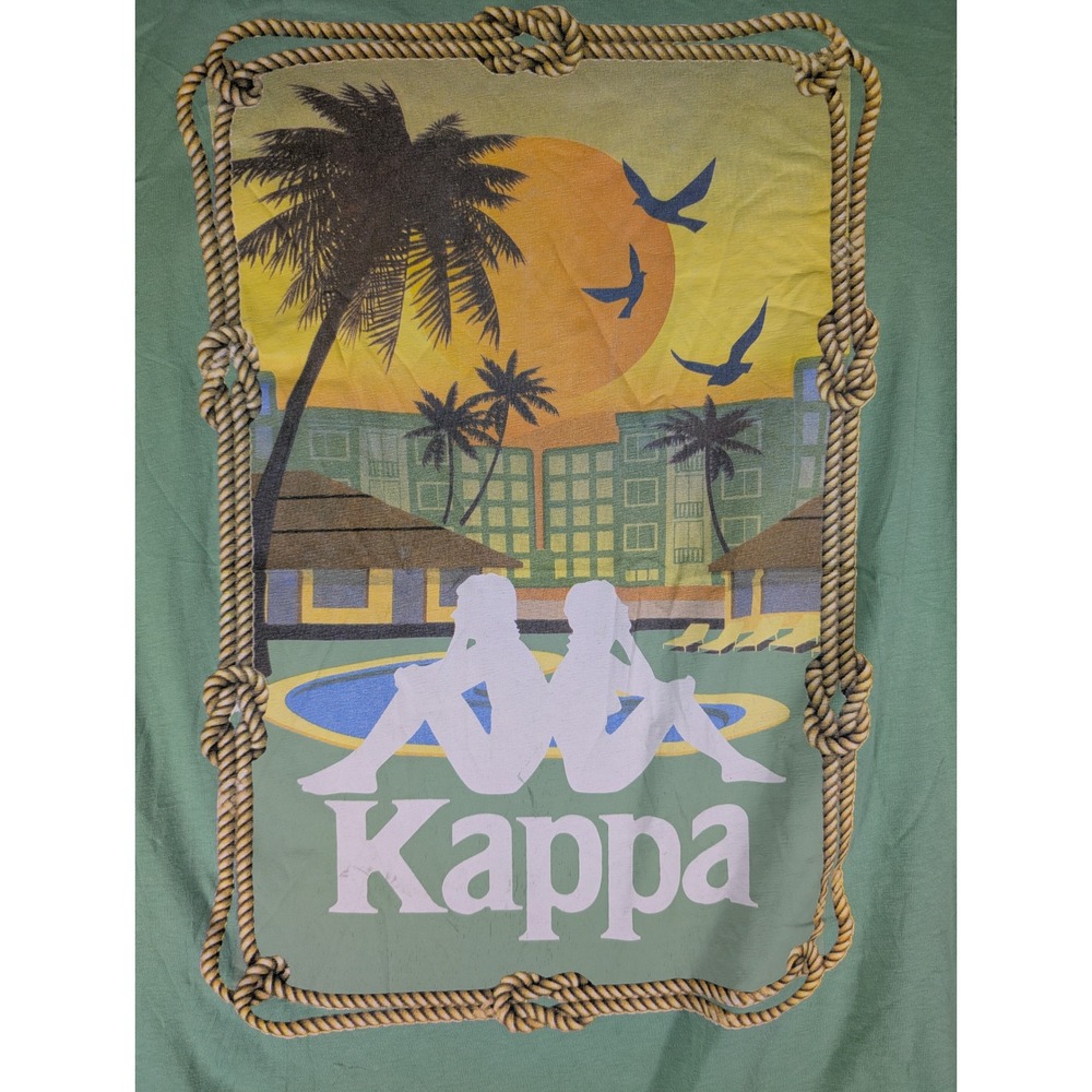 Kappa Womens Green Tropical Resort Graphic T-Shirt Omni Logo Short Sleeve Small - Picture 5 of 12
